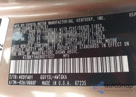 2009 Toyota Venza Base V6 из США, поврежденный, VIN 4T3BK11A69U011027